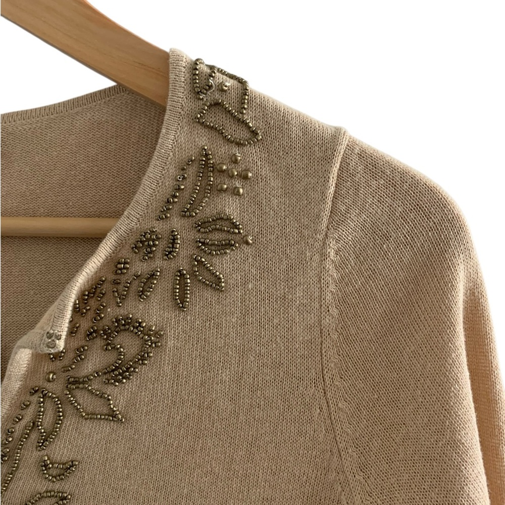 Style & Co Tan Beaded Linen Blend Tunic - NWT - Picture 2 of 6